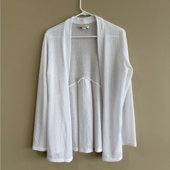 NEW Coldwater Creek Bright White Textured Open Front Cardigan 14 - Picture 1 of 7